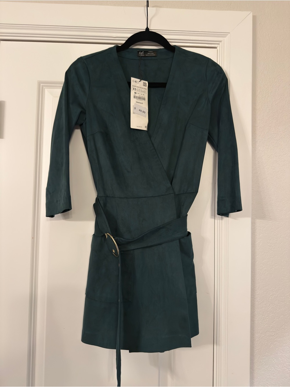 Zara Dark Teal Faux Suede Top